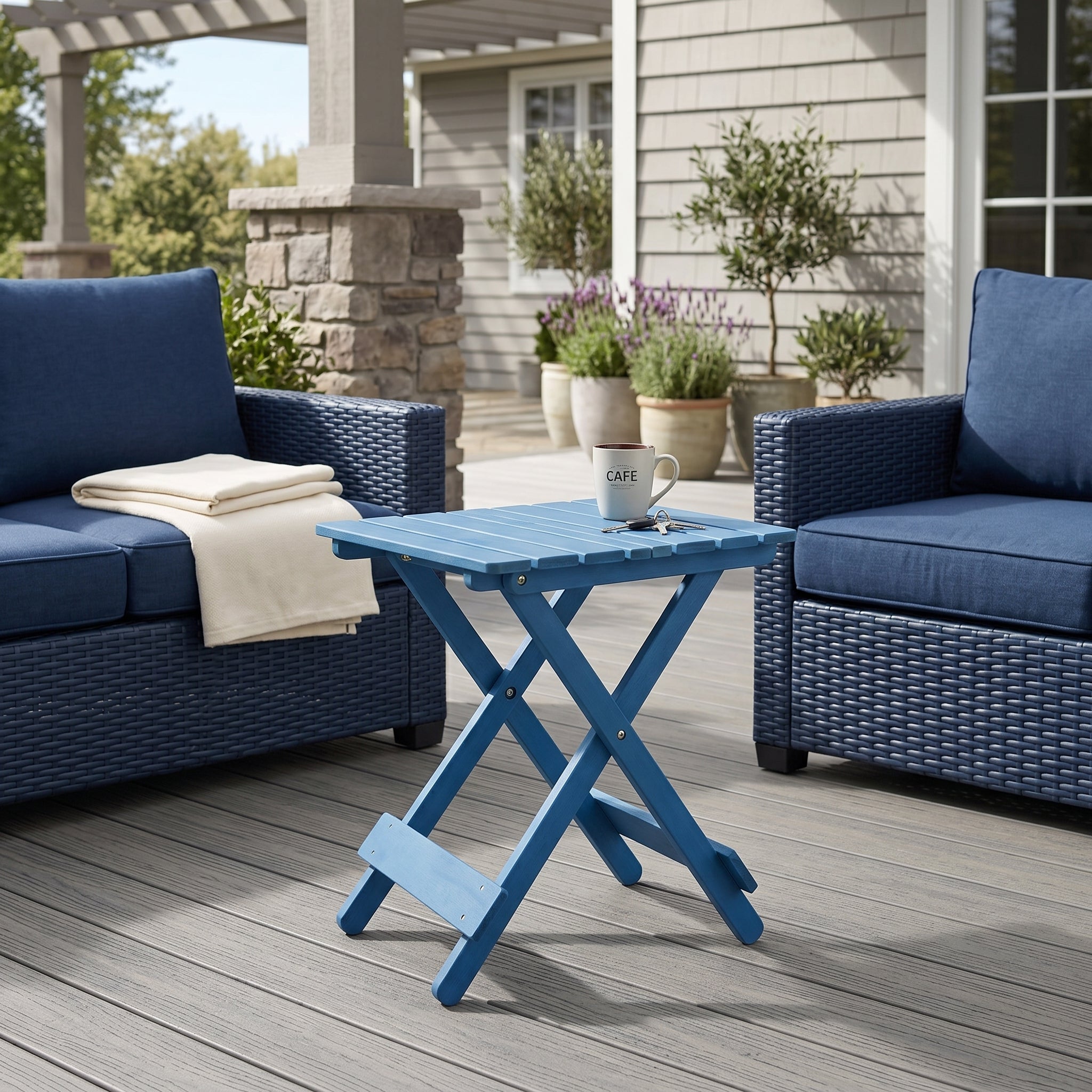 Folding Square Table Patio Outdoor Solid Wood Table