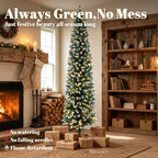7ft Flocked Pencil Prelit Christmas Tree, Dual-Color