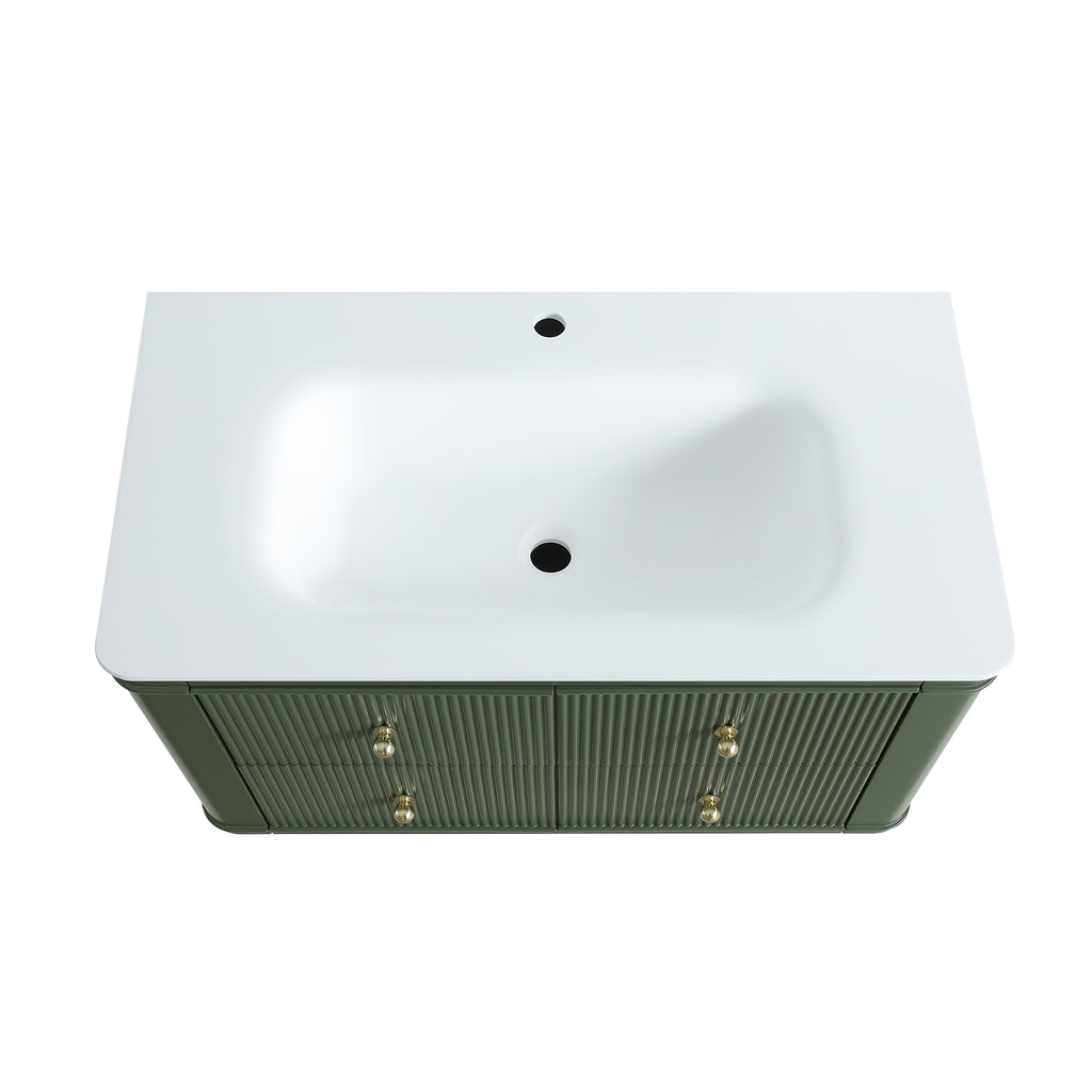 36" Wall Mounted & Floating Single Bathroom Vanity