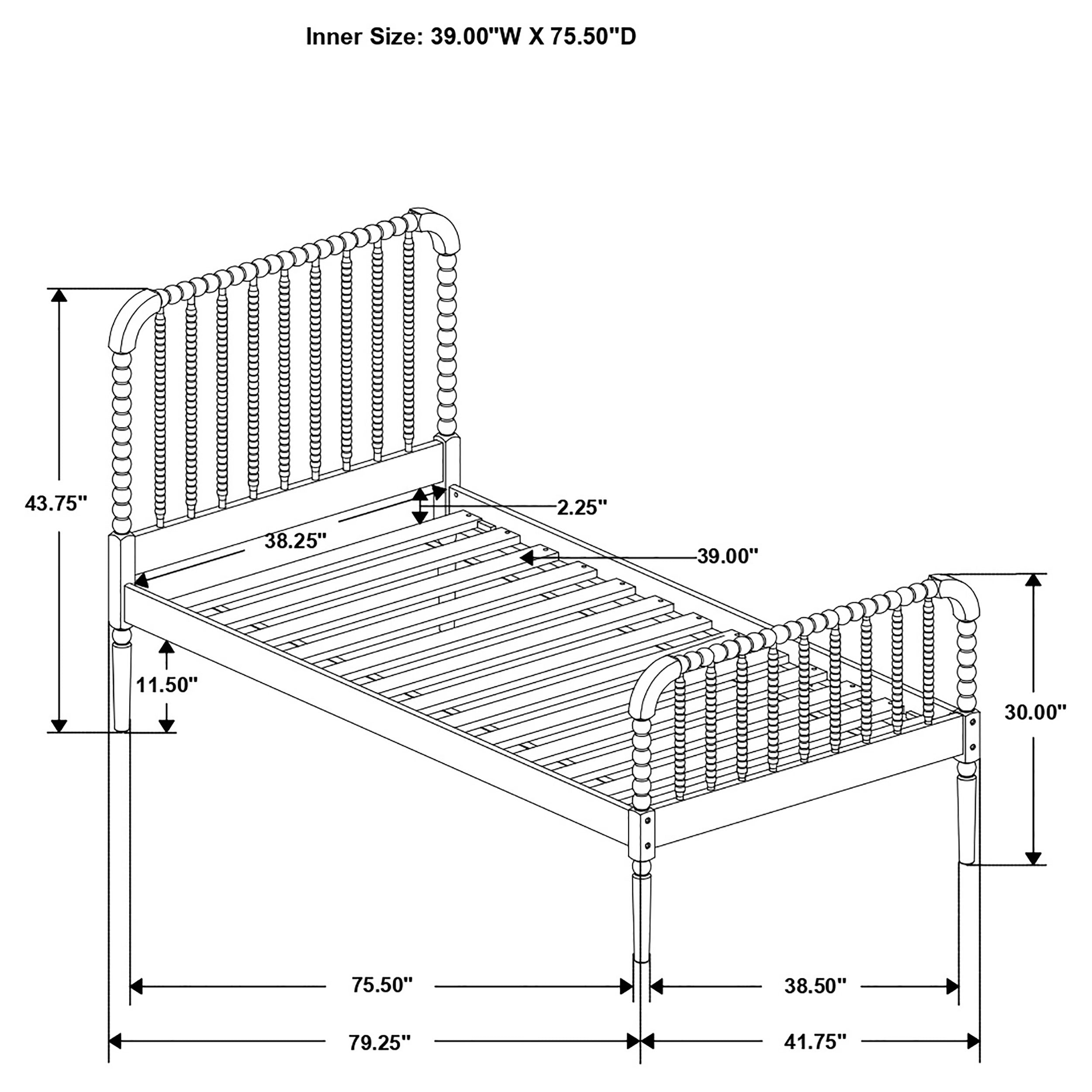 Jones Wood Twin Open Frame Bed White-CoasterEssence