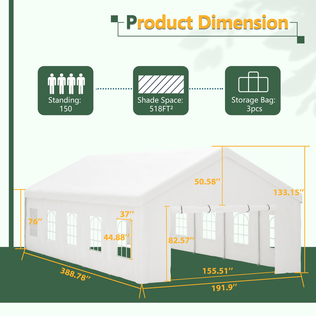 16x32 FT Party Tent with Removable Sidewalls