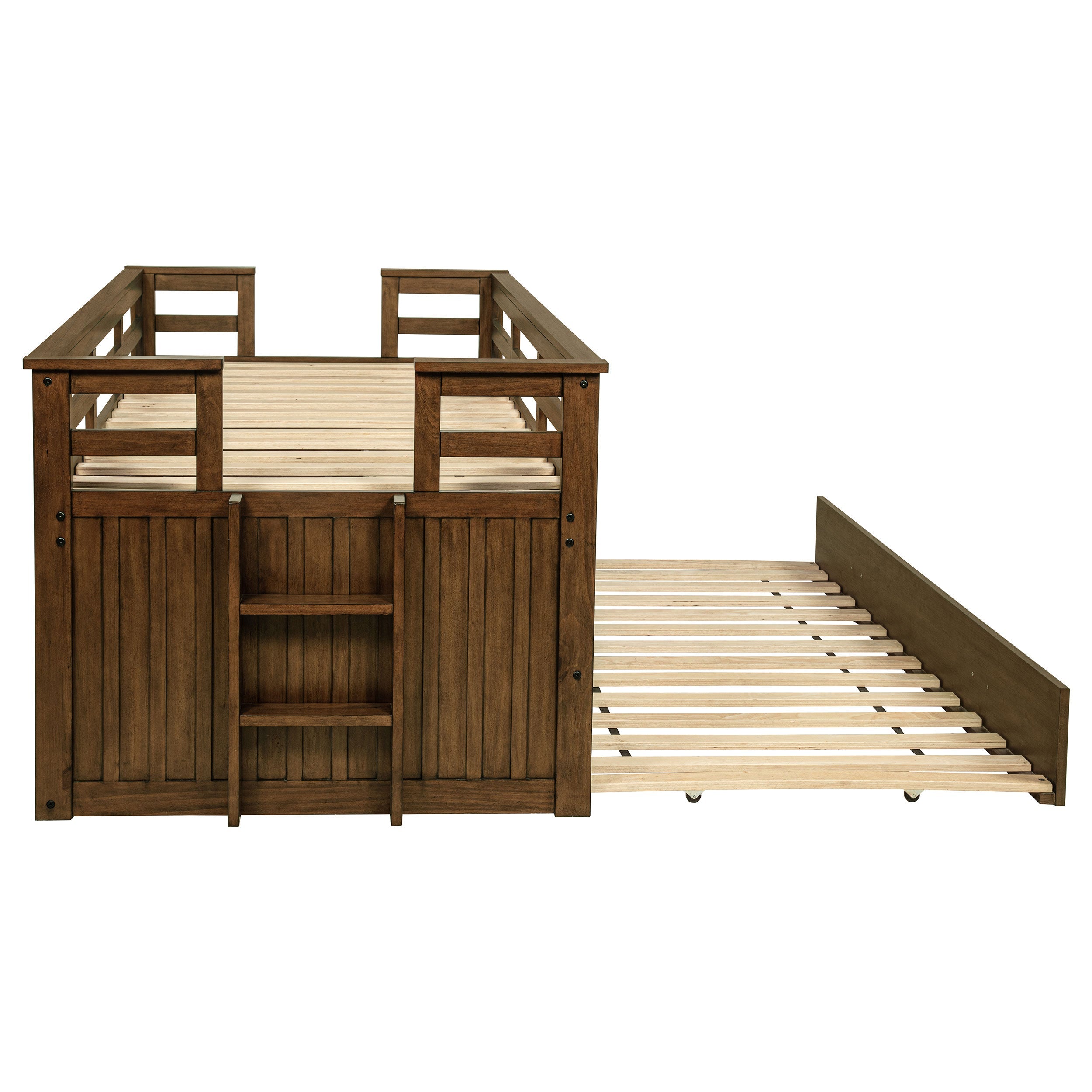 Carlsbad Wood Twin Captains Bed With Trundle Medium Brown-