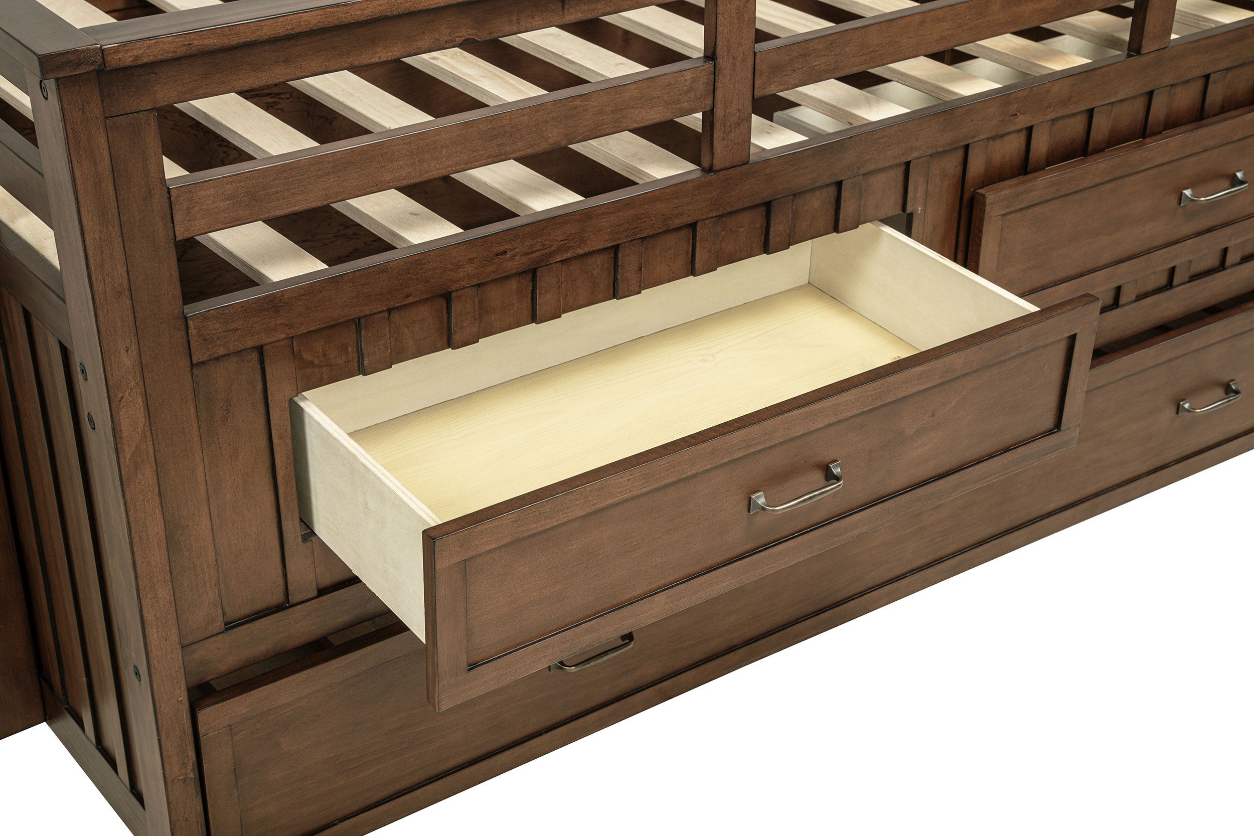 Carlsbad Wood Twin Captains Bed With Trundle Medium Brown-