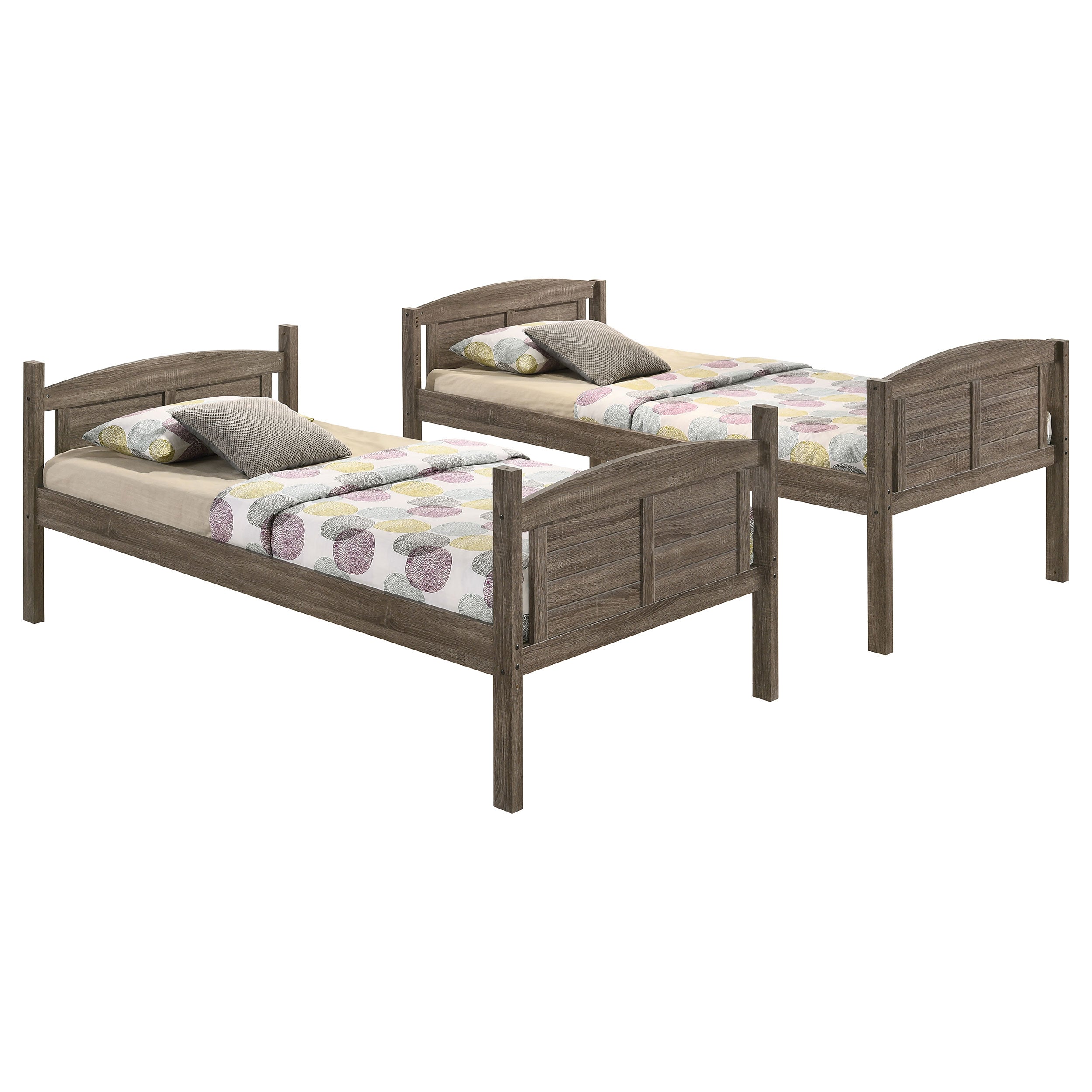 Flynn Wood Twin Over Twin Bunk Bed Weathered Brown-CoasterEveryday