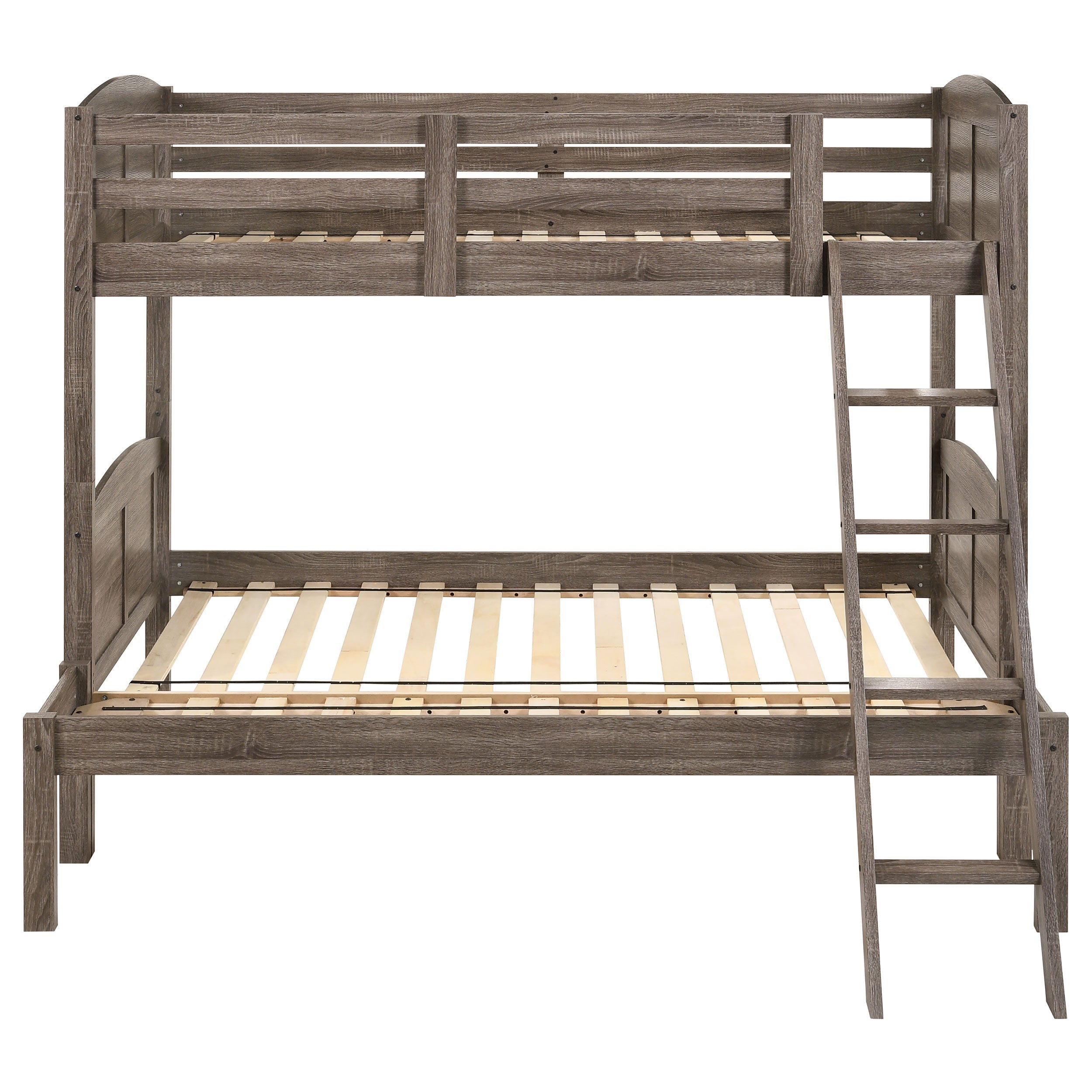 Flynn Wood Twin Over Full Bunk Bed Weathered Brown-CoasterEveryday