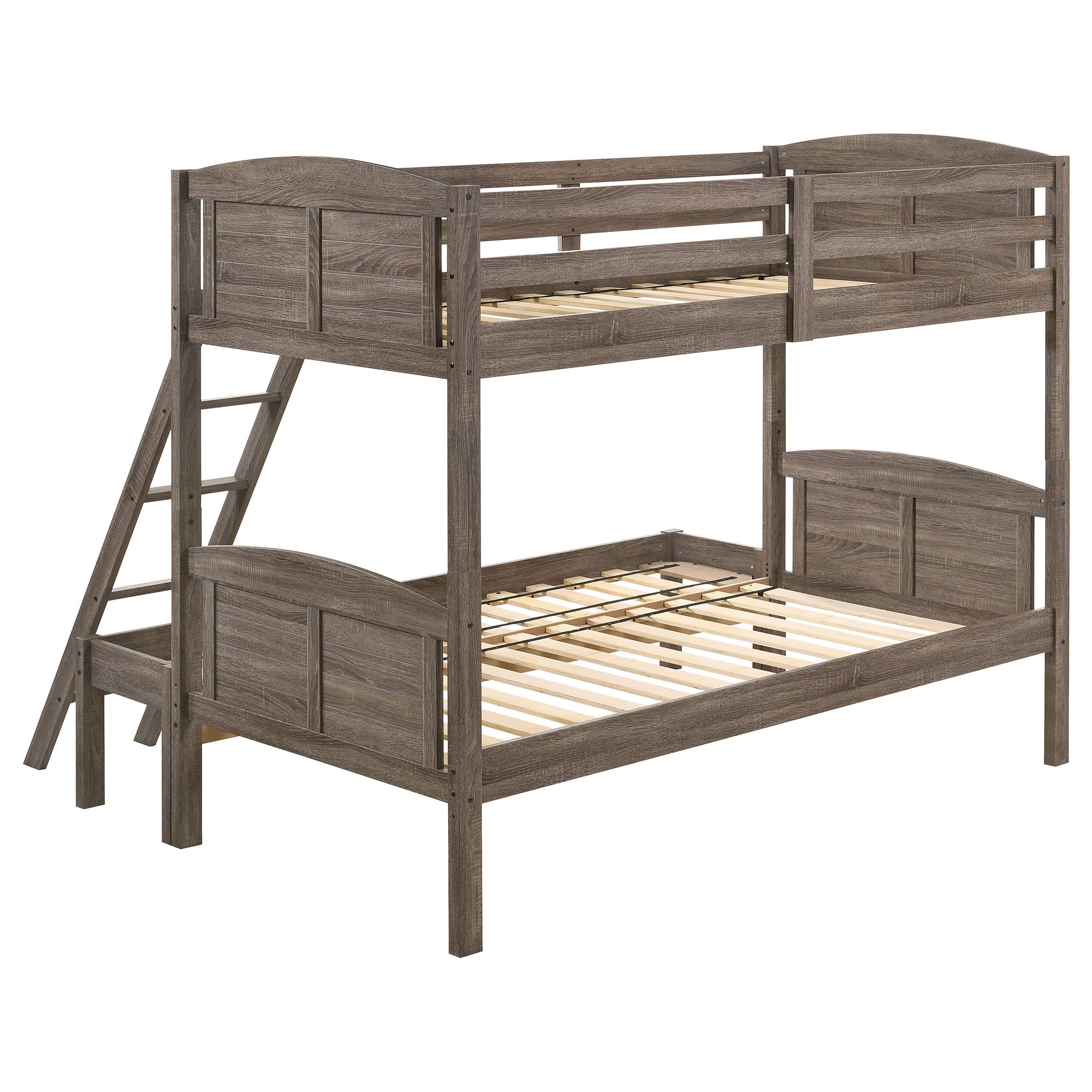 Flynn Wood Twin Over Full Bunk Bed Weathered Brown-CoasterEveryday
