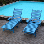 HDPE Chaise Lounge Chair Outdoor with 4-Position Adjustable Backrest