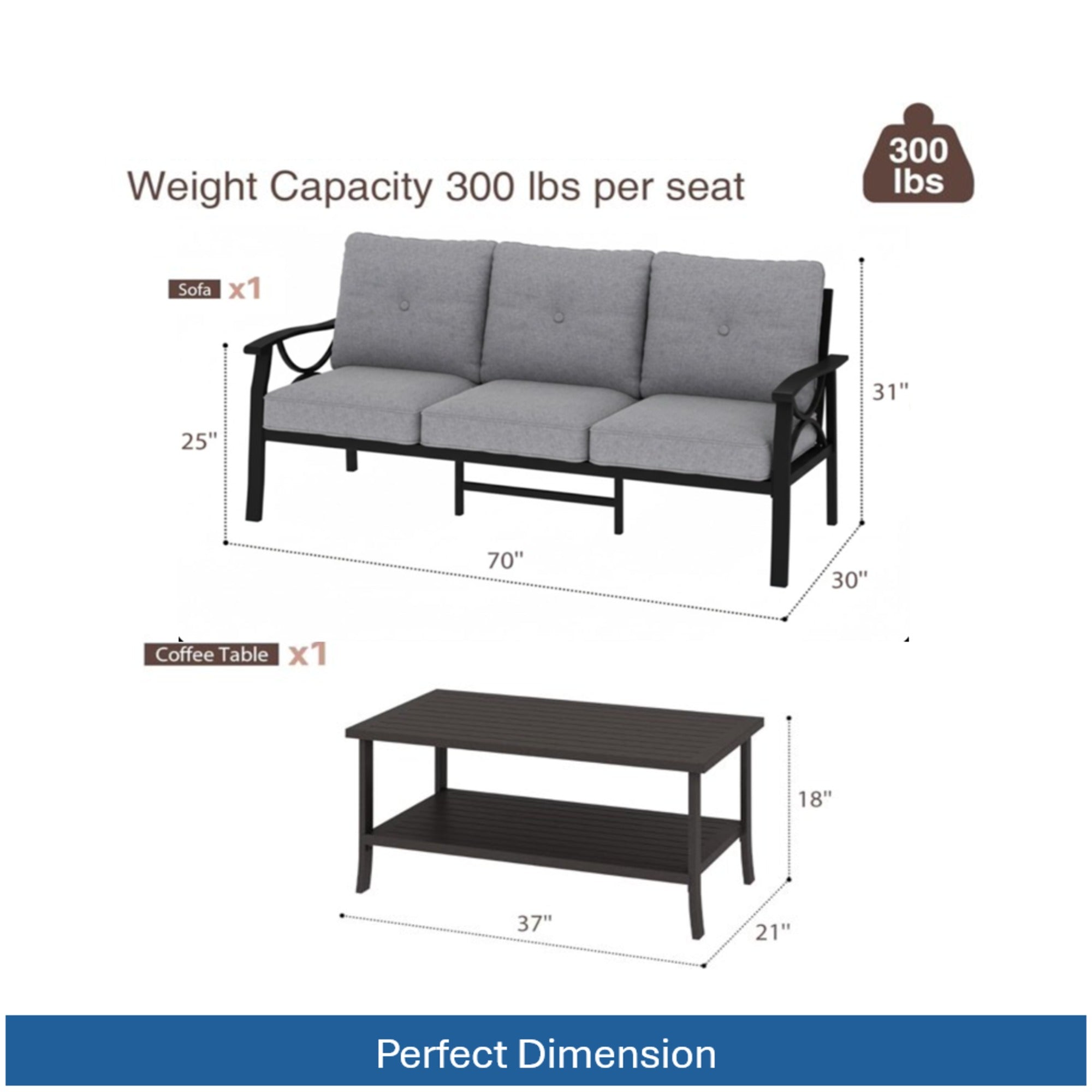 2 Piece Outdoor Patio Set