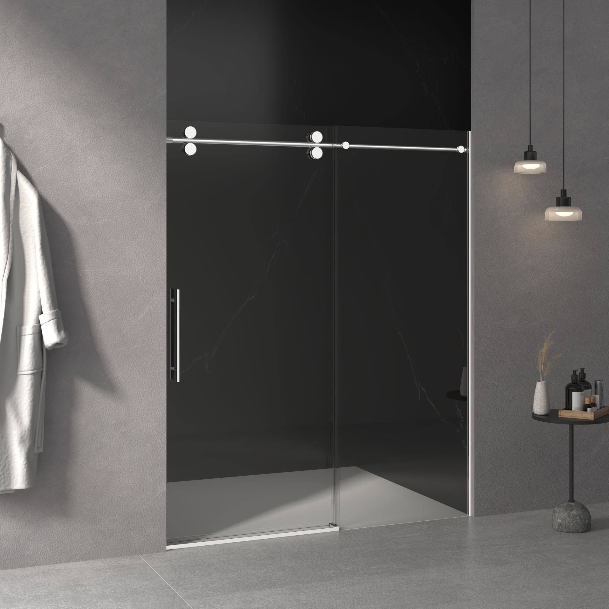 Frameless Sliding Shower Door with Tempered Glass Enclosure