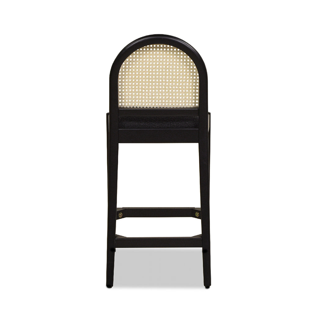 Panama 26.5" Curved Back Cane Rattan Counter Stool, Set of 2, Ebony