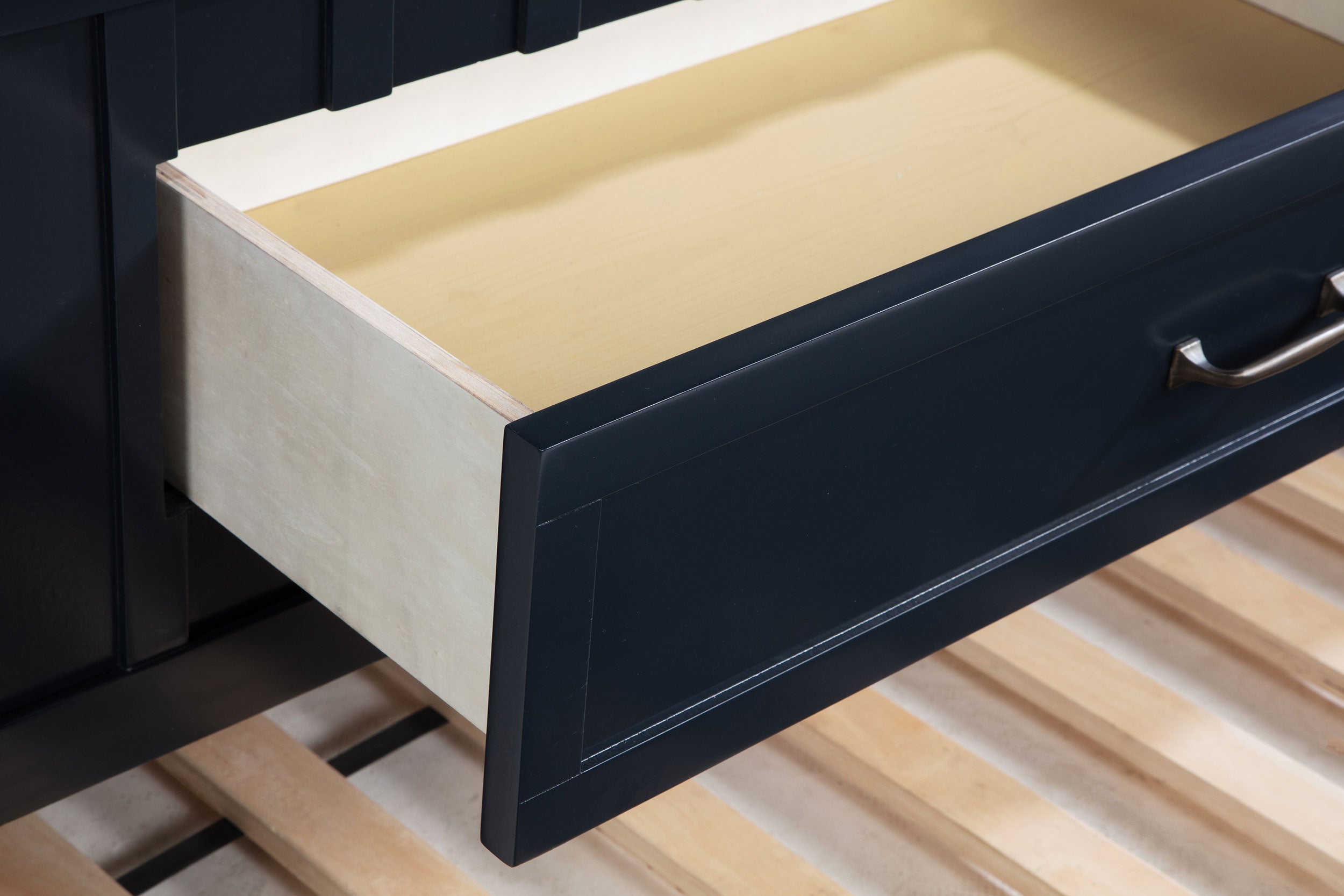 Carlsbad Wood Twin Captains Bed With Trundle Navy Blue-