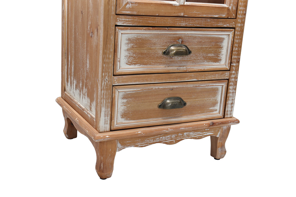 Rustic Wooden Storage Cabinet with Decorative Cutout Door