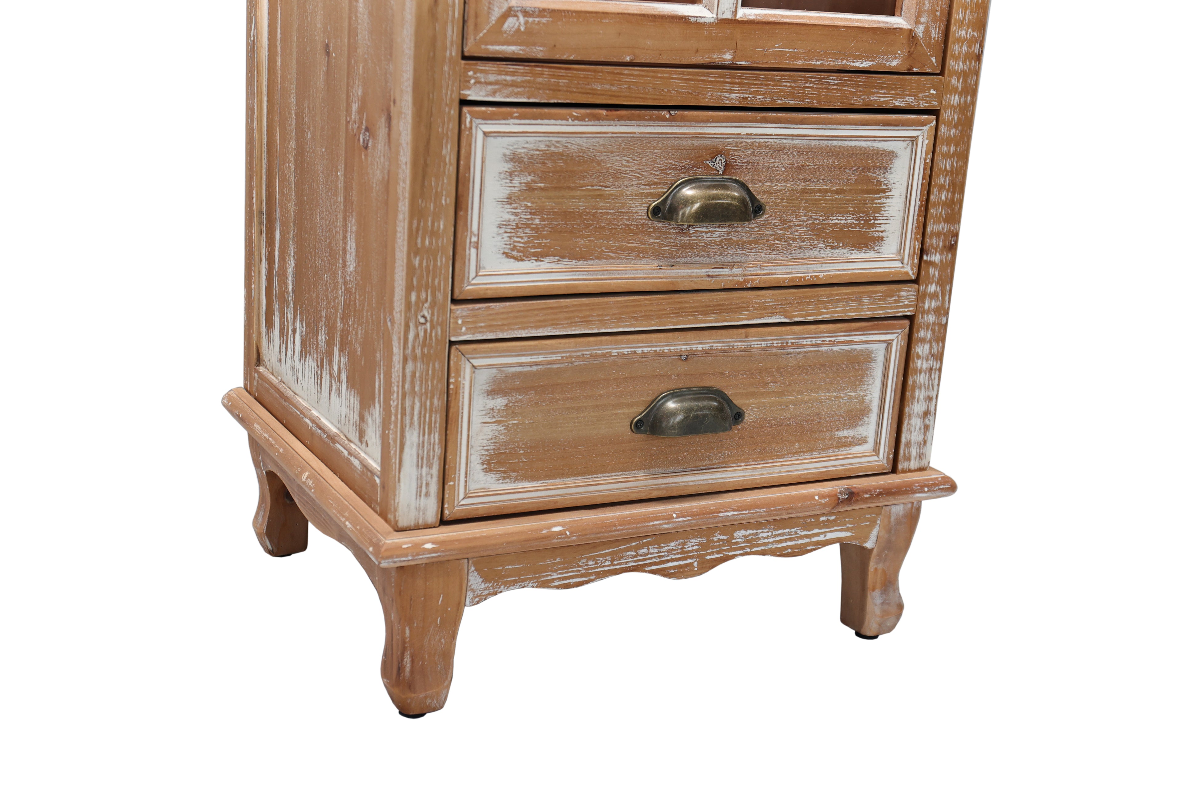 Rustic Wooden Storage Cabinet with Decorative Cutout Door
