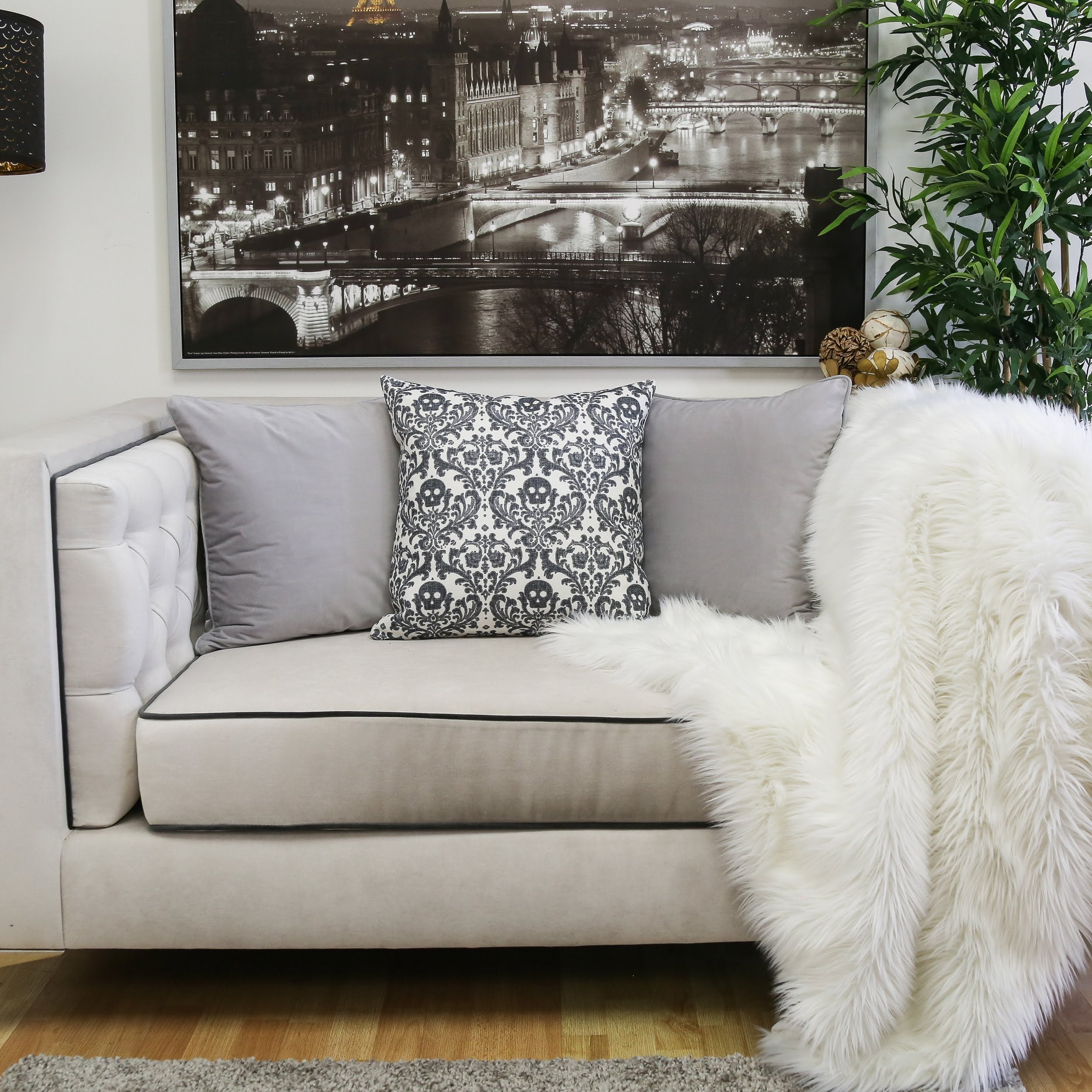 Baroque Skull Throw Pillow