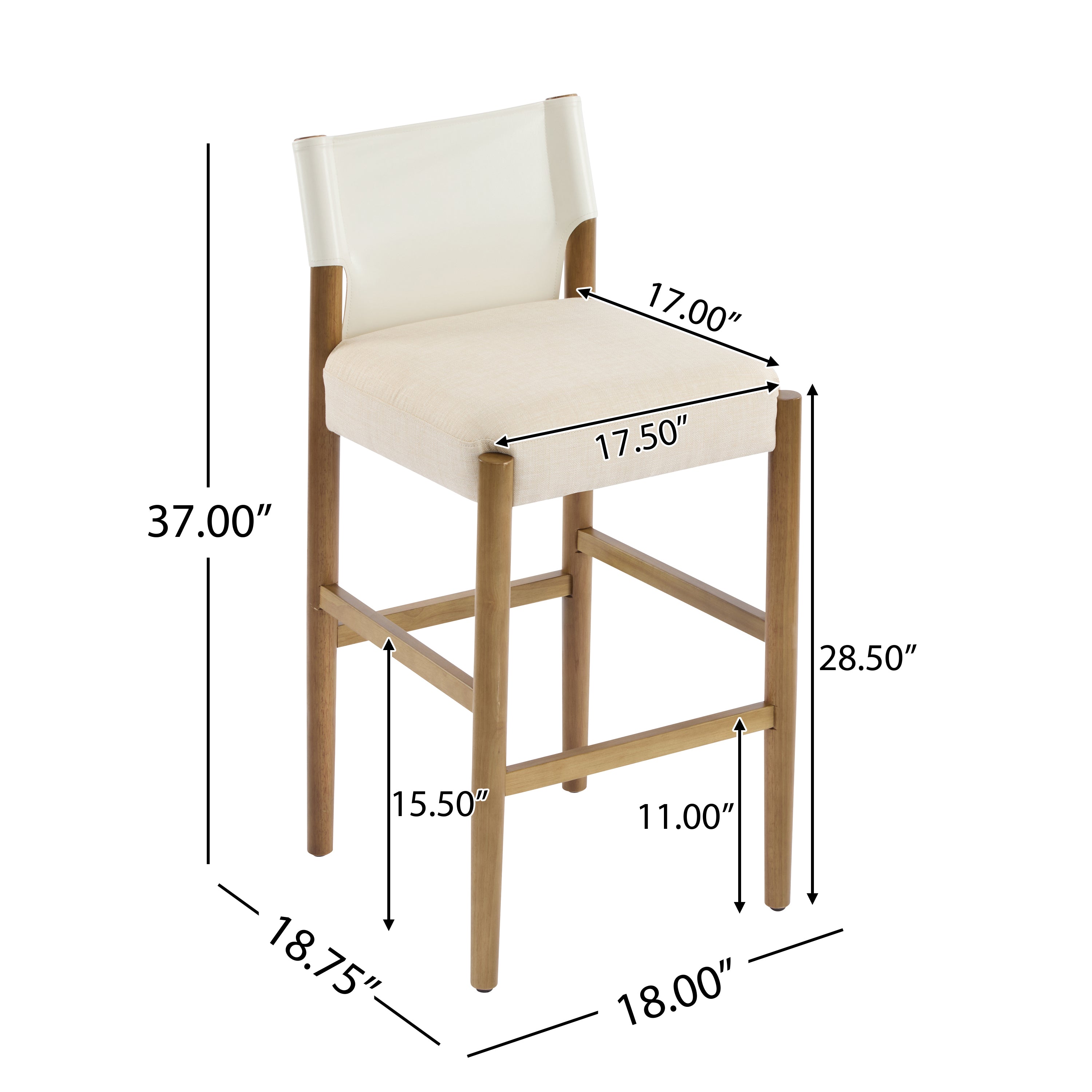 28.5'' Modern Solid Wood Bar Stool Set