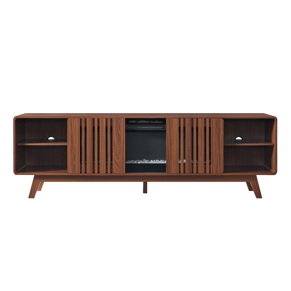 78 Inch Mid-Century Modern Electric Fireplace TV Stand