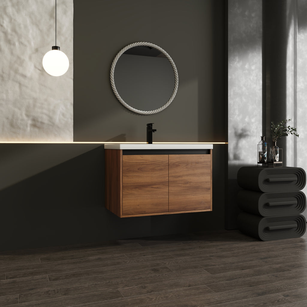 30" Wall Mounted Bathroom Vanity with Resin Basin