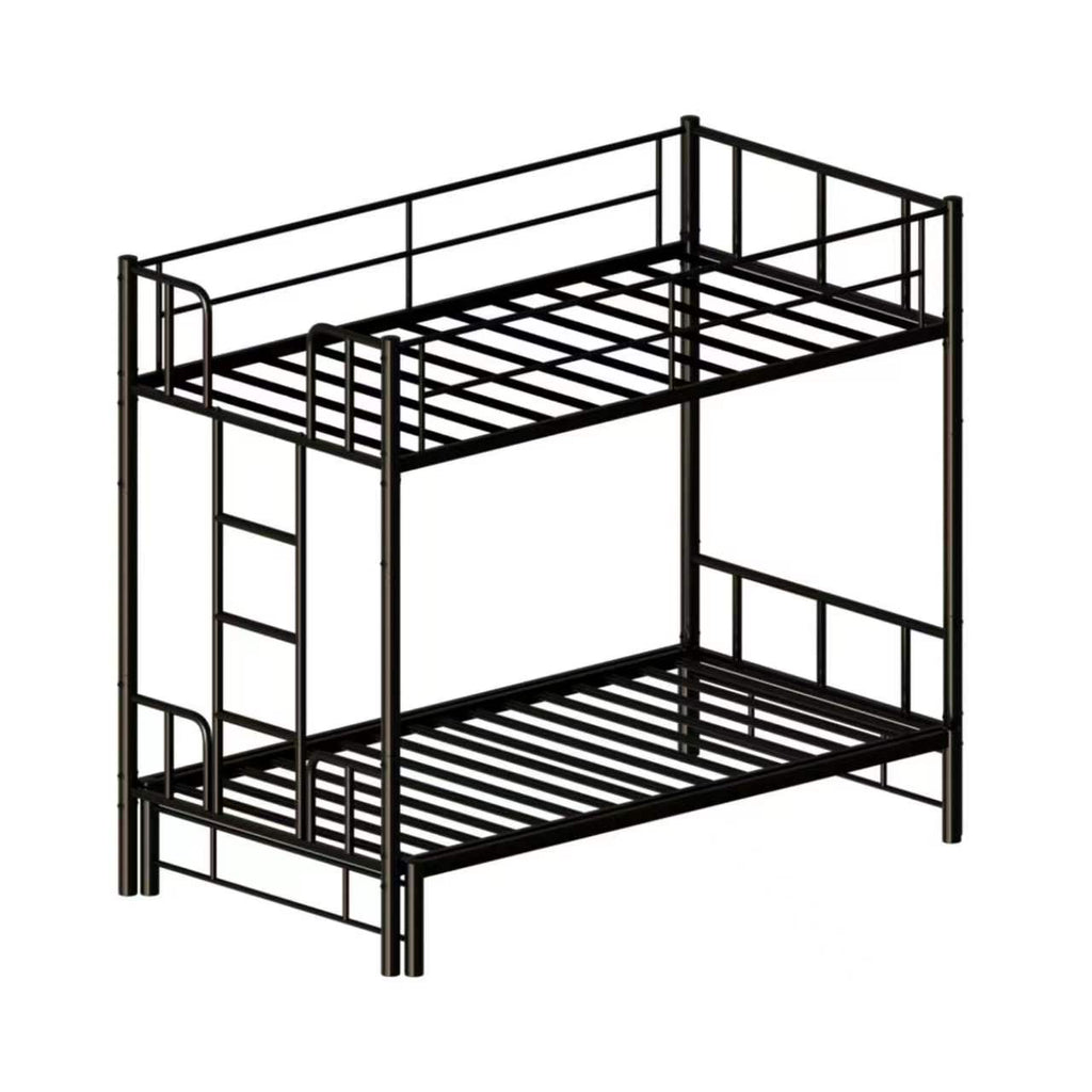 Twin Size Metal Pull-Out Bunk Bed with Guardrail and Built-In Ladder