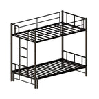 Twin Size Metal Pull-Out Bunk Bed with Guardrail and Built-In Ladder