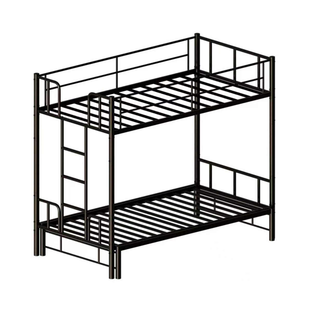 Twin Size Metal Pull-Out Bunk Bed with Guardrail and Built-In Ladder