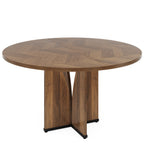 39.4" Round Dining Table for 4, Rustic