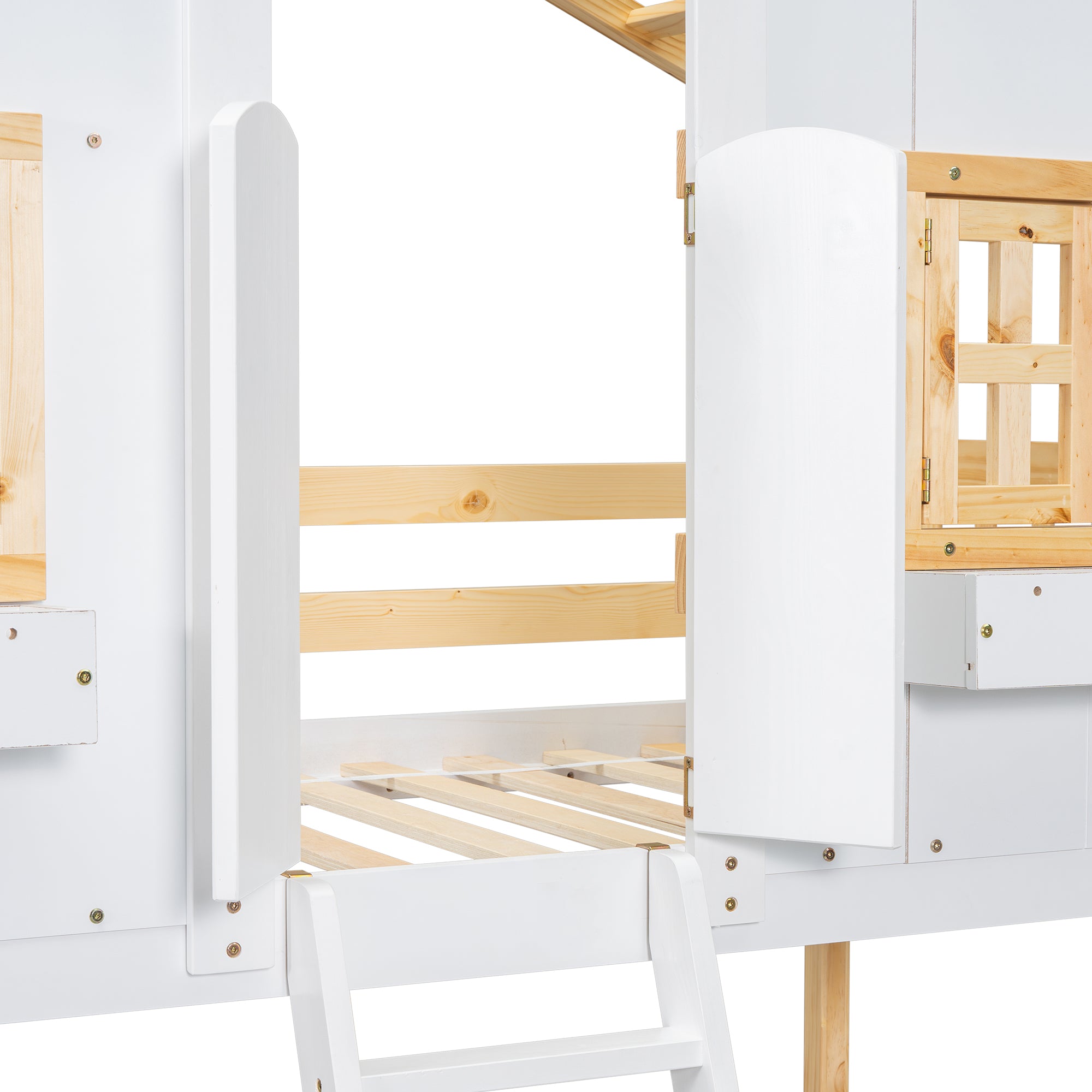 Twin Over Twin House Bunk Bed with Roof