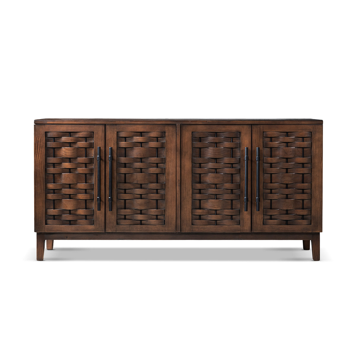 Koa 72" Woven Wood 4 Door Sideboard