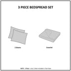 3 Piece Split Corner Pleated Quilted Bedspread