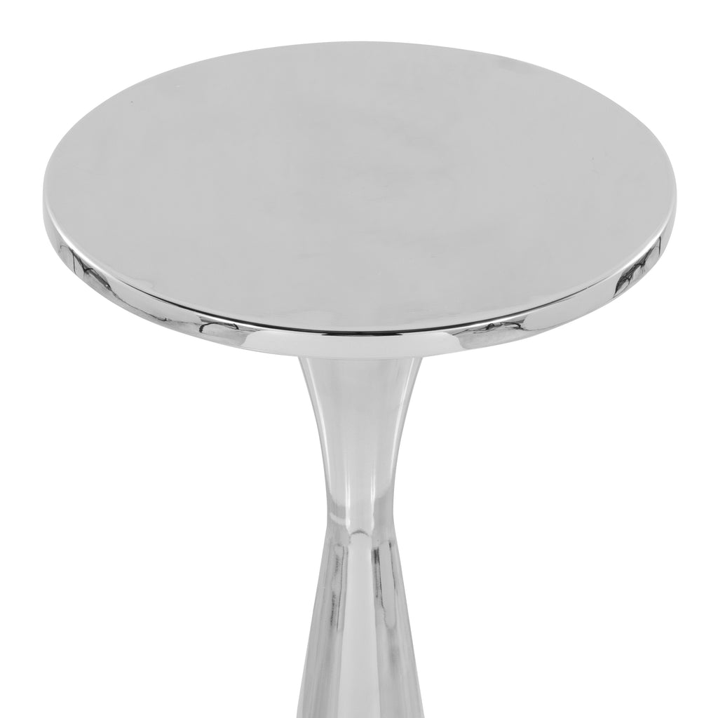 22" Contemporary Metal Side Table in Polished Nickel