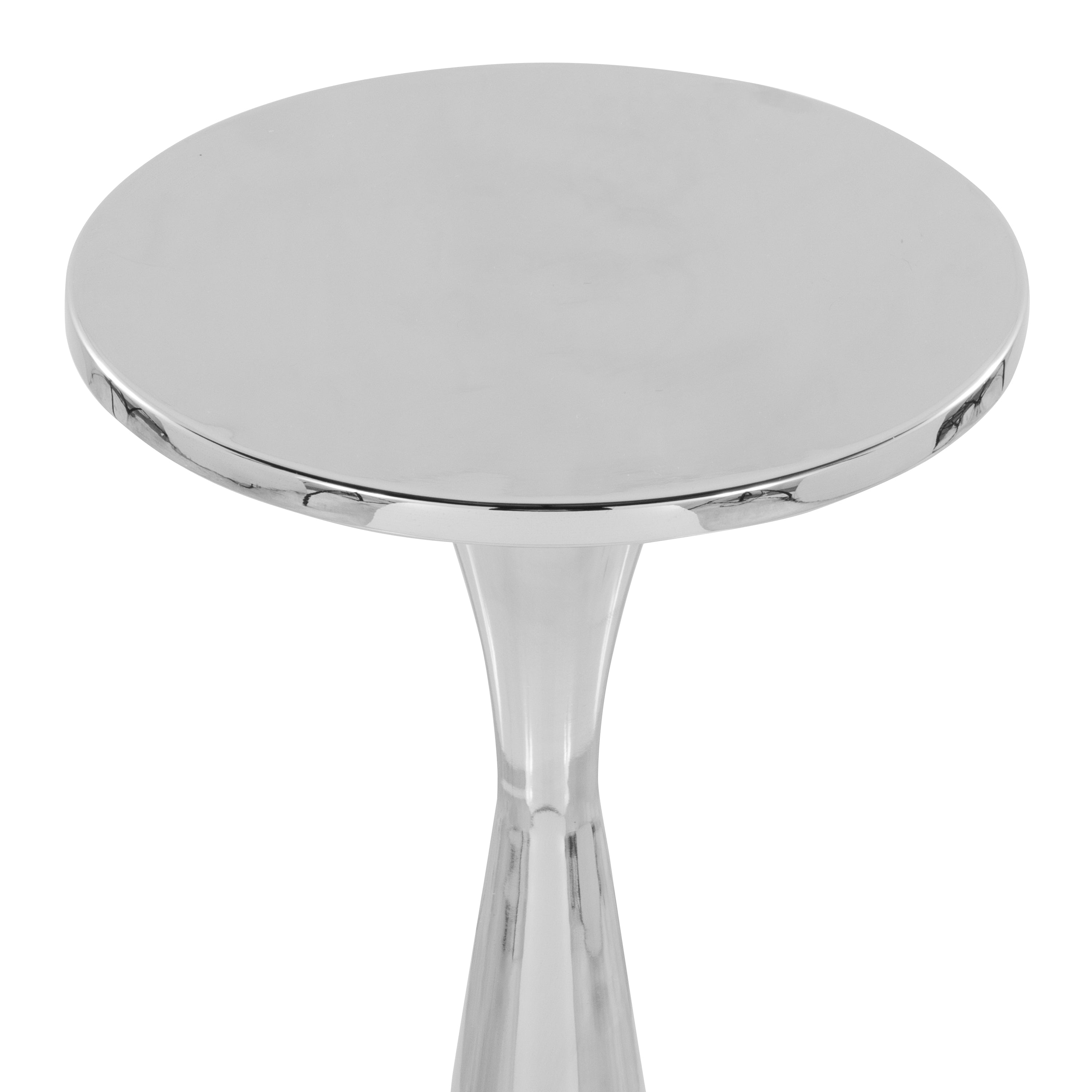 22" Contemporary Metal Side Table in Polished Nickel