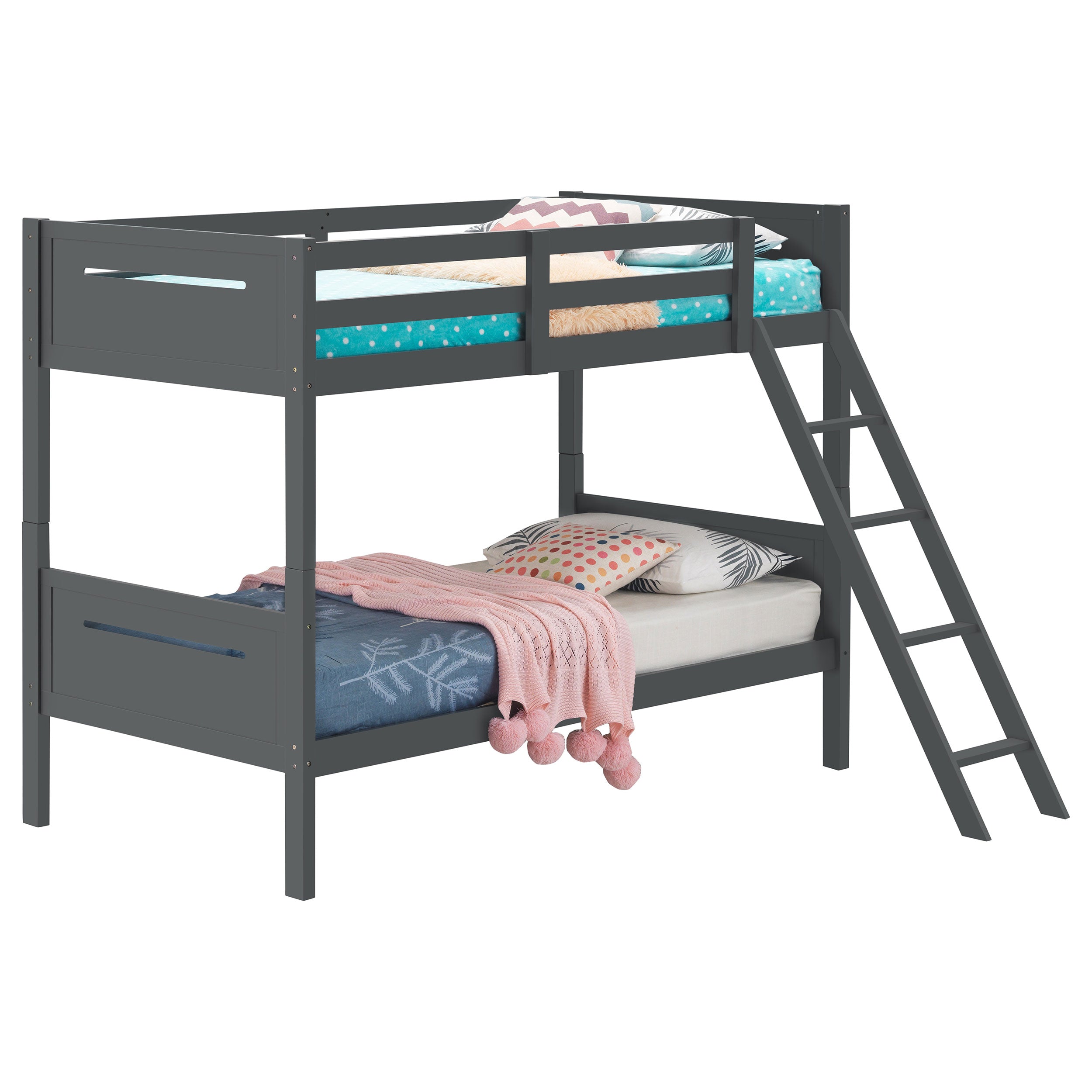 Littleton Wood Twin Over Twin Bunk Bed Grey-CoasterEveryday