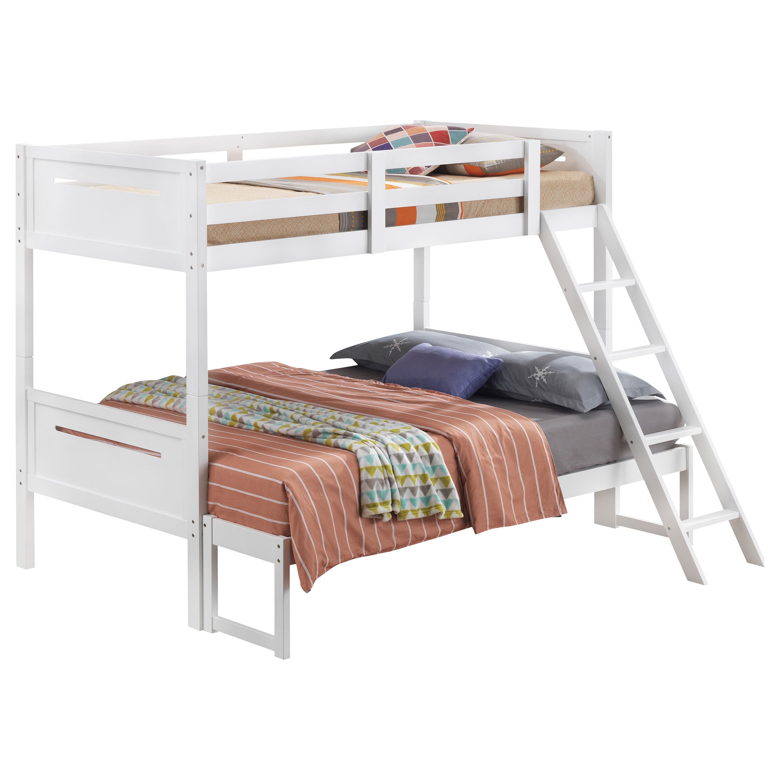 Littleton Wood Twin Over Full Bunk Bed White-CoasterEveryday