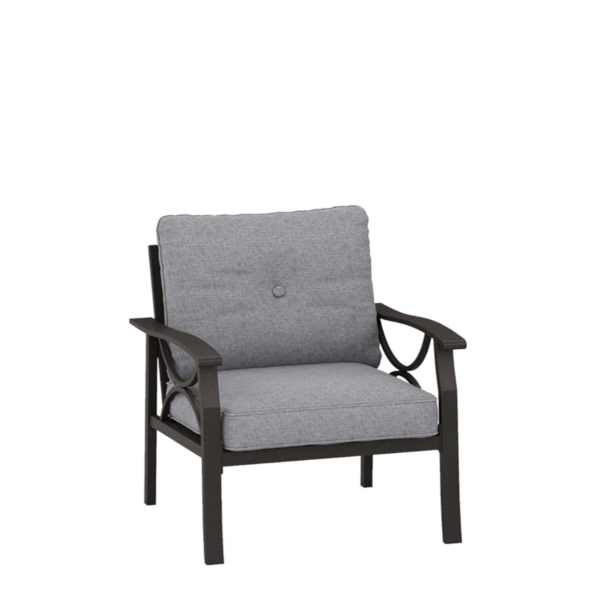 Set of 2 All-Weather Metal Armchairs, Khaki Frame