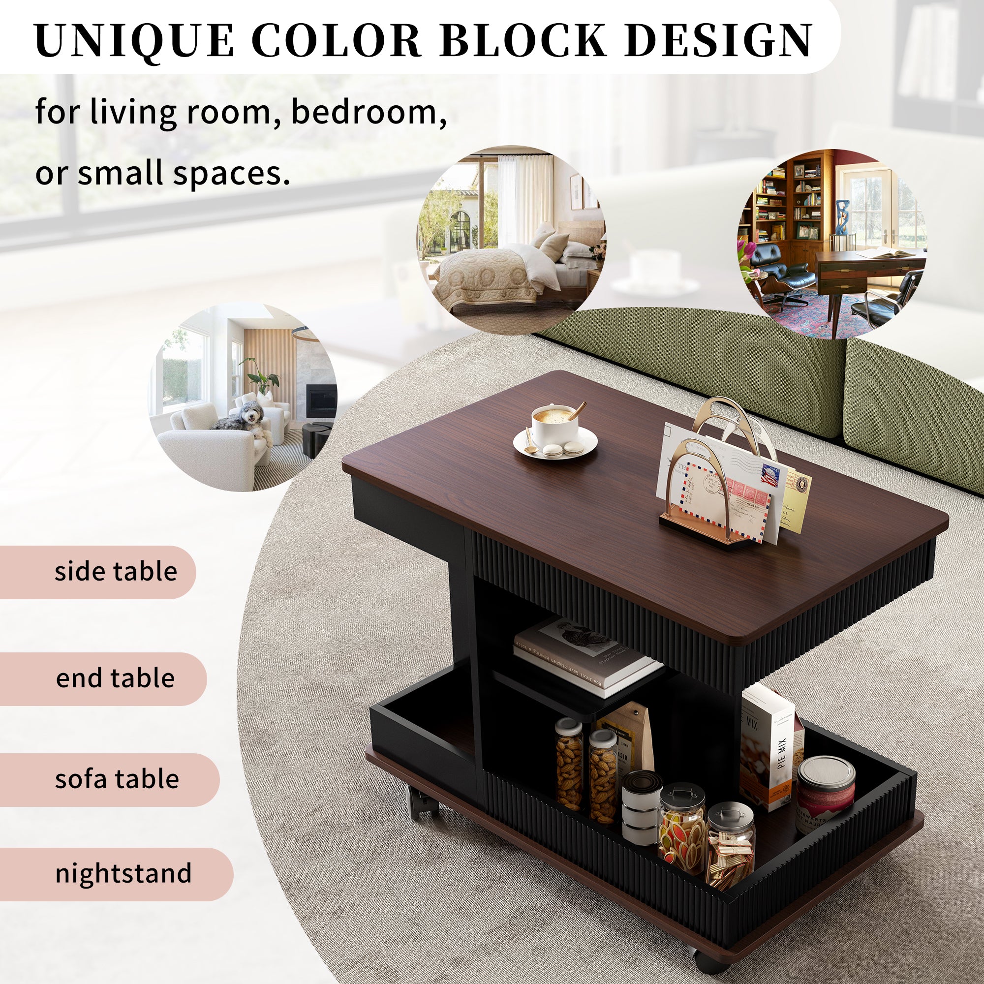 U-Can Adjustable End Table with Wheels