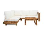 Outdoor 4pc Acacia Wood Sectional Patio Sofa Set