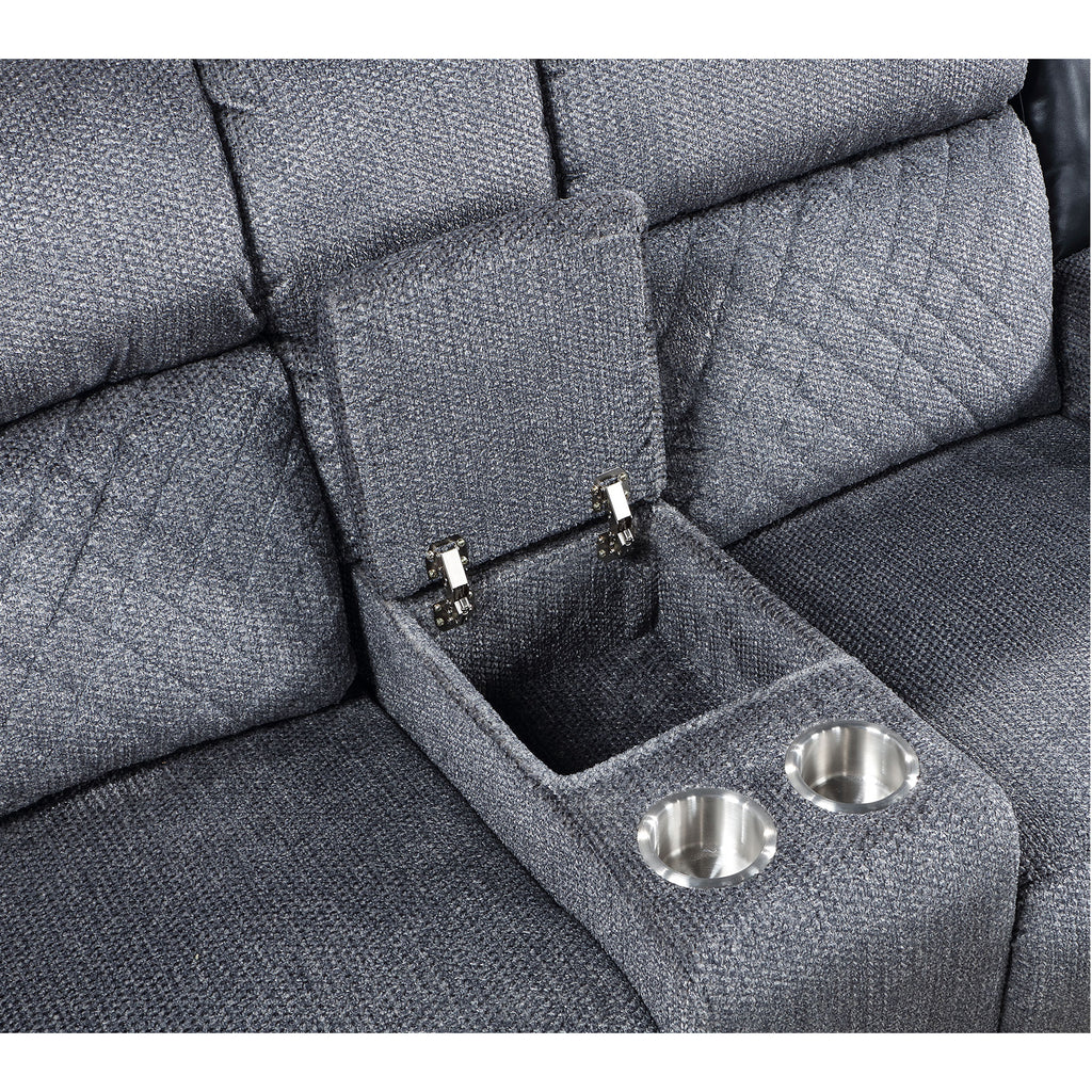 Alicia Grey/black Console Reclining Loveseat