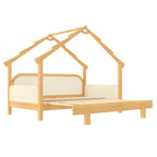Twin Size Wood Treehouse Bed With Soft Cushion Rails