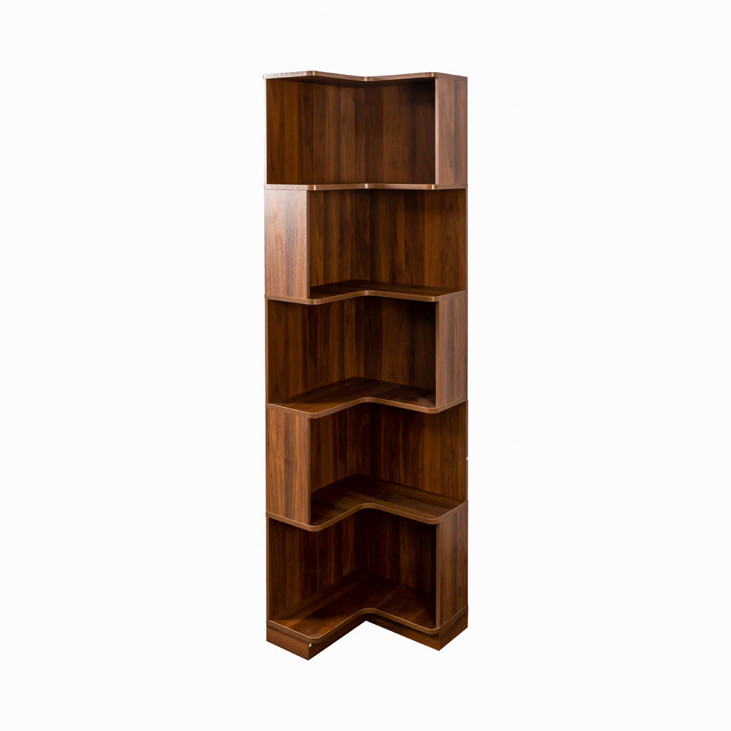 5 Tier Corner Bookshelf with Baffle and LED Lights