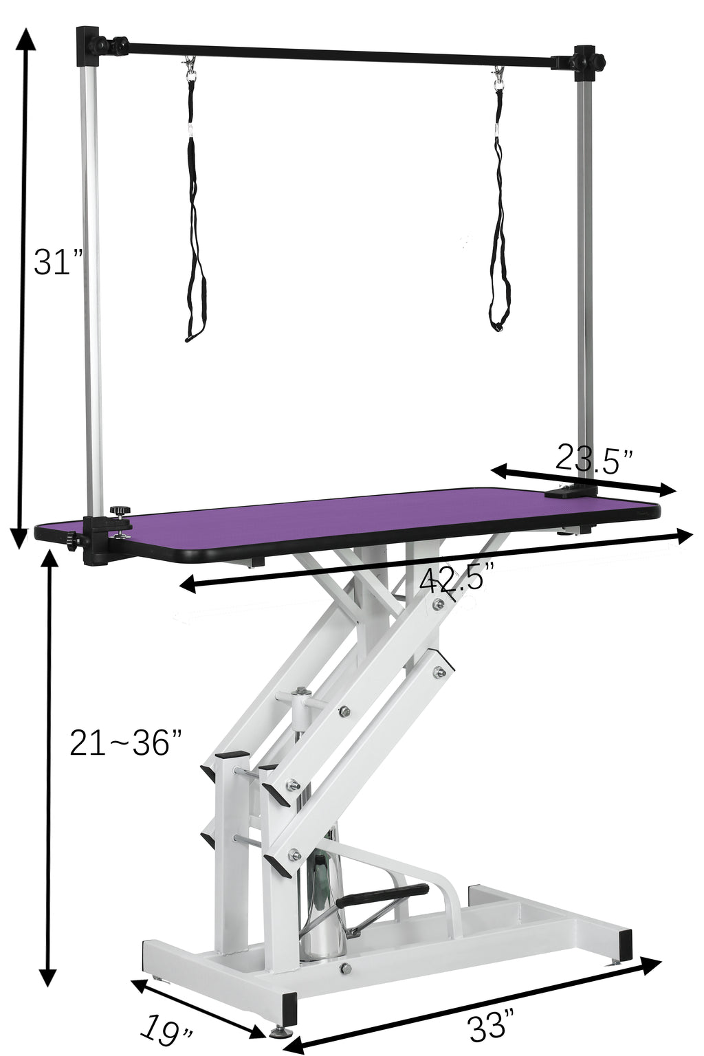 42.5-Inch Hydraulic Pet Grooming Table With "H" Arm