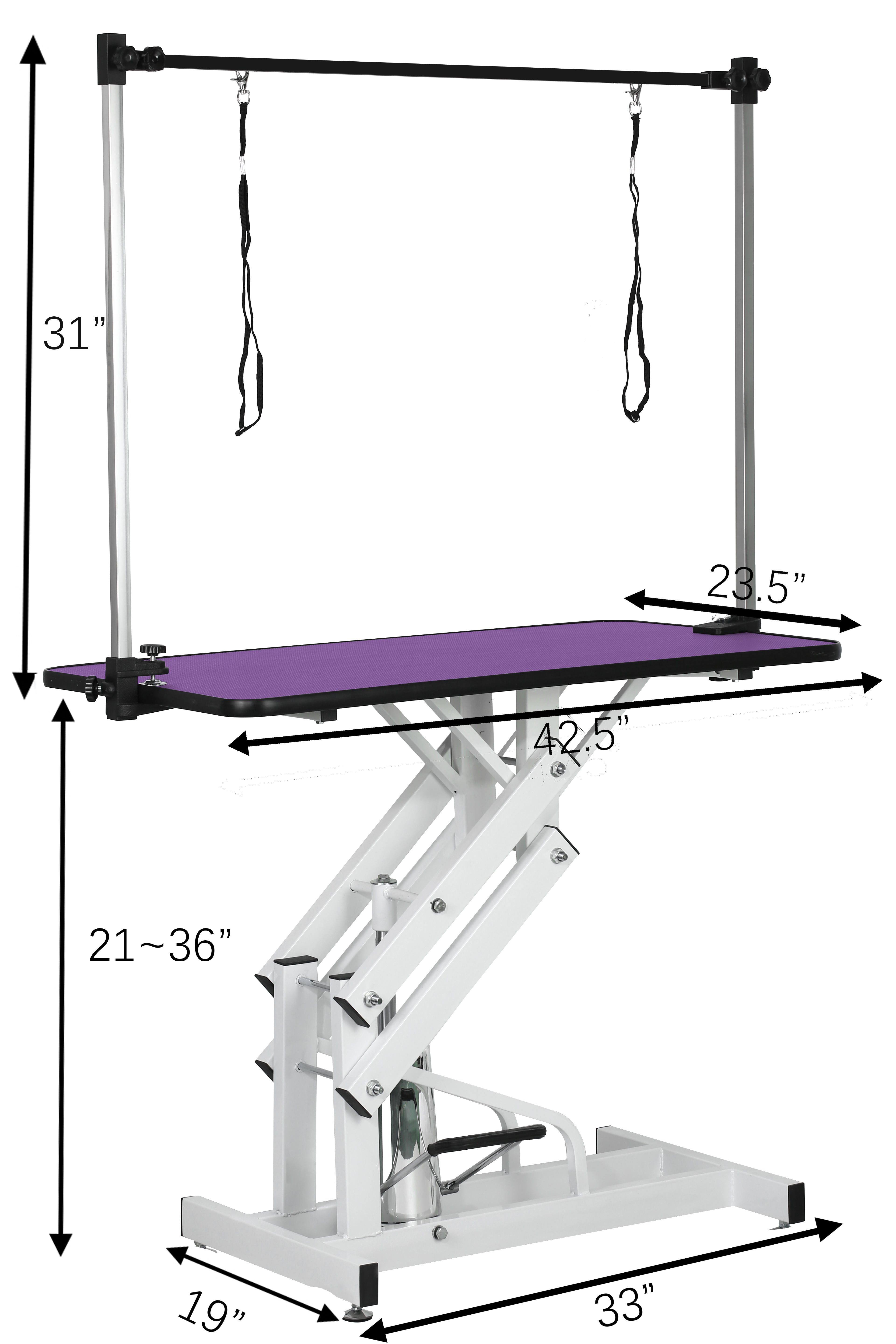 42.5-Inch Hydraulic Pet Grooming Table With "H" Arm