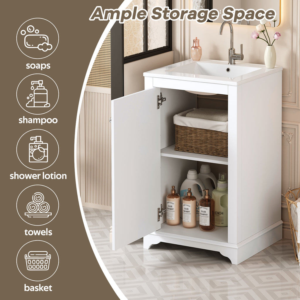 20-Inch Bathroom Vanity with Ceramic Sink