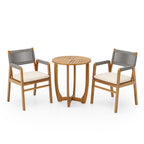 Outdoor 3-Piece Acacia Wood Dining Set with Cushion