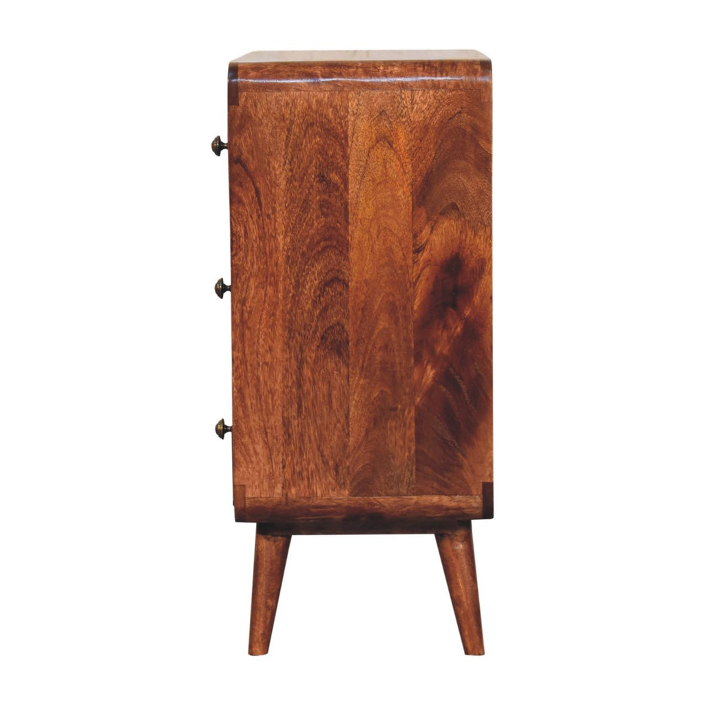 Solid Wood Curved Honey Chest of Drawers