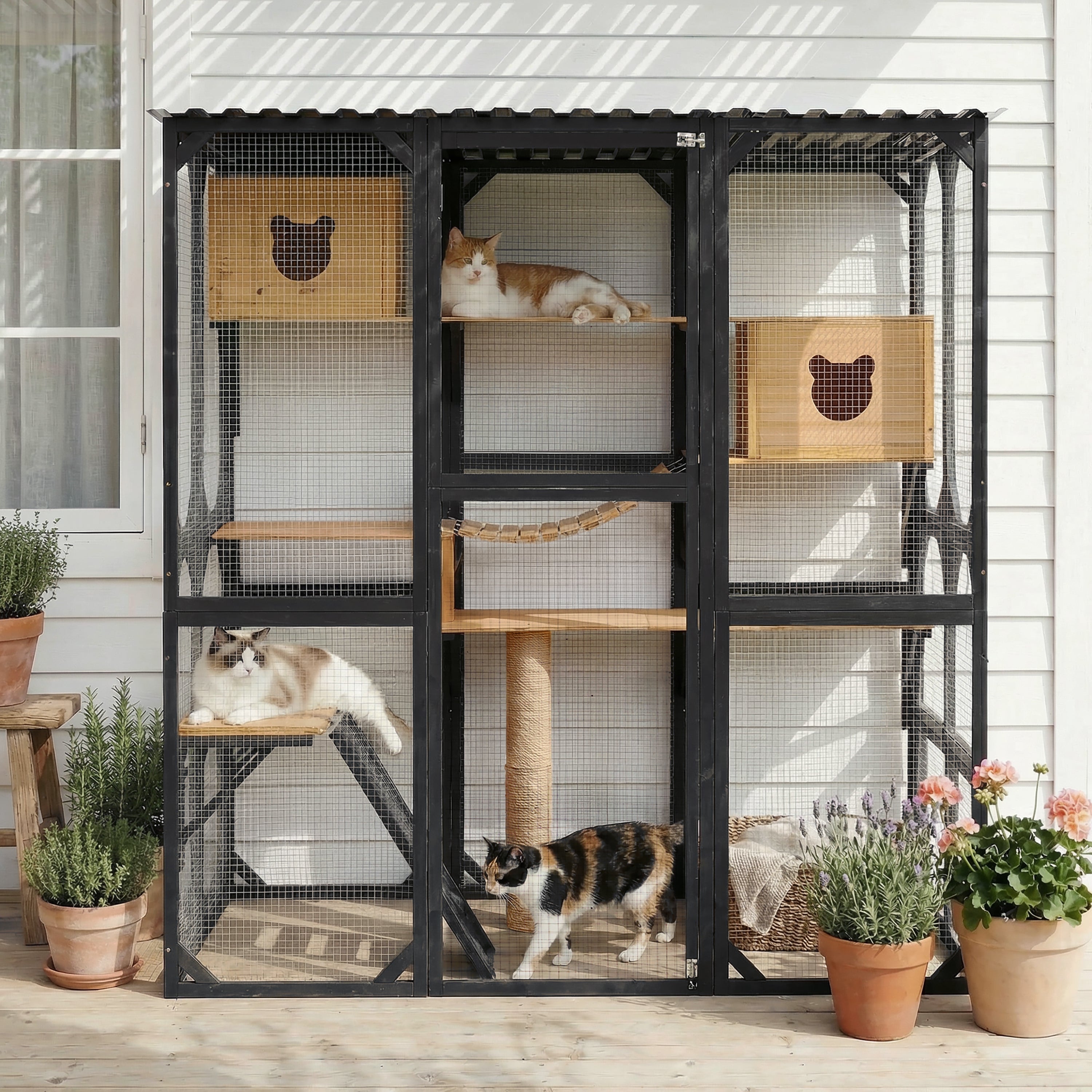 Outdoor Cat Enclosure Fir Wood Catio