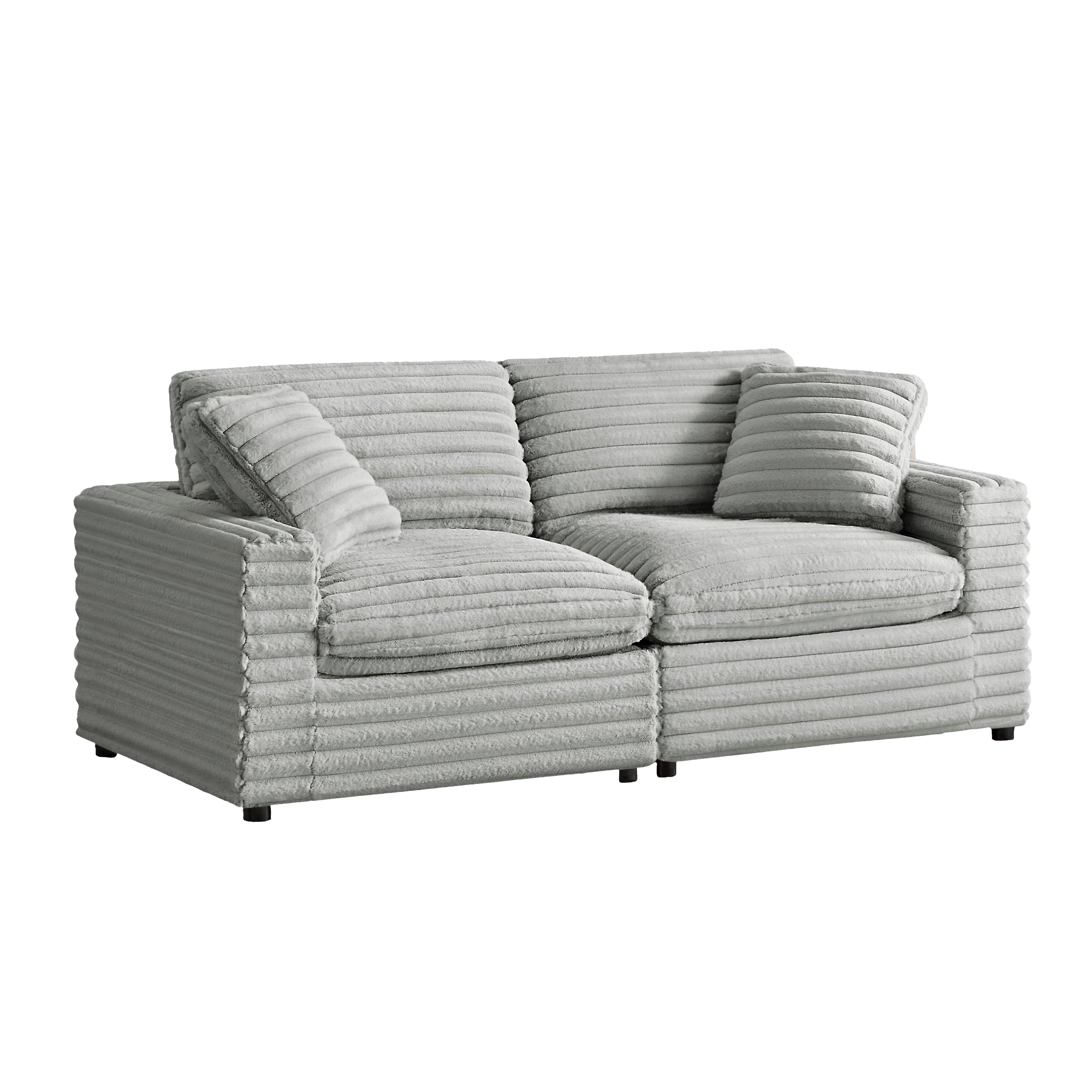 Jenny 2-Piece Sofa Sectional in Plush Polyester Cord-Like Fabric