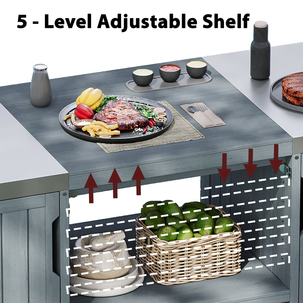 K&K 66.5" Outdoor Kitchen Island for Big