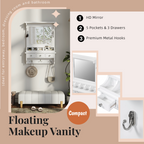 Floating Makeup Vanity with Big Mirror and Wall-Mounted Storage