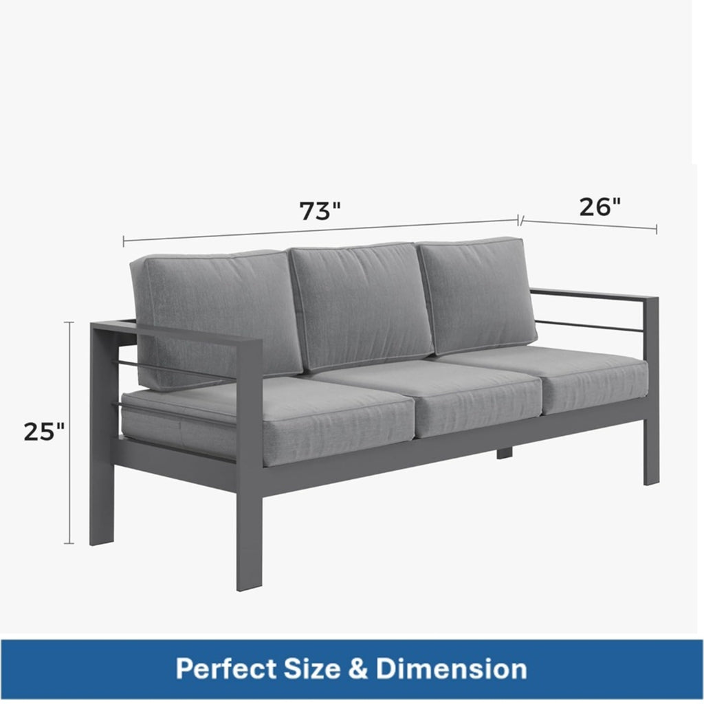 73" All-Weather Aluminum Patio Sofa