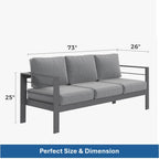 73" All-Weather Aluminum Patio Sofa