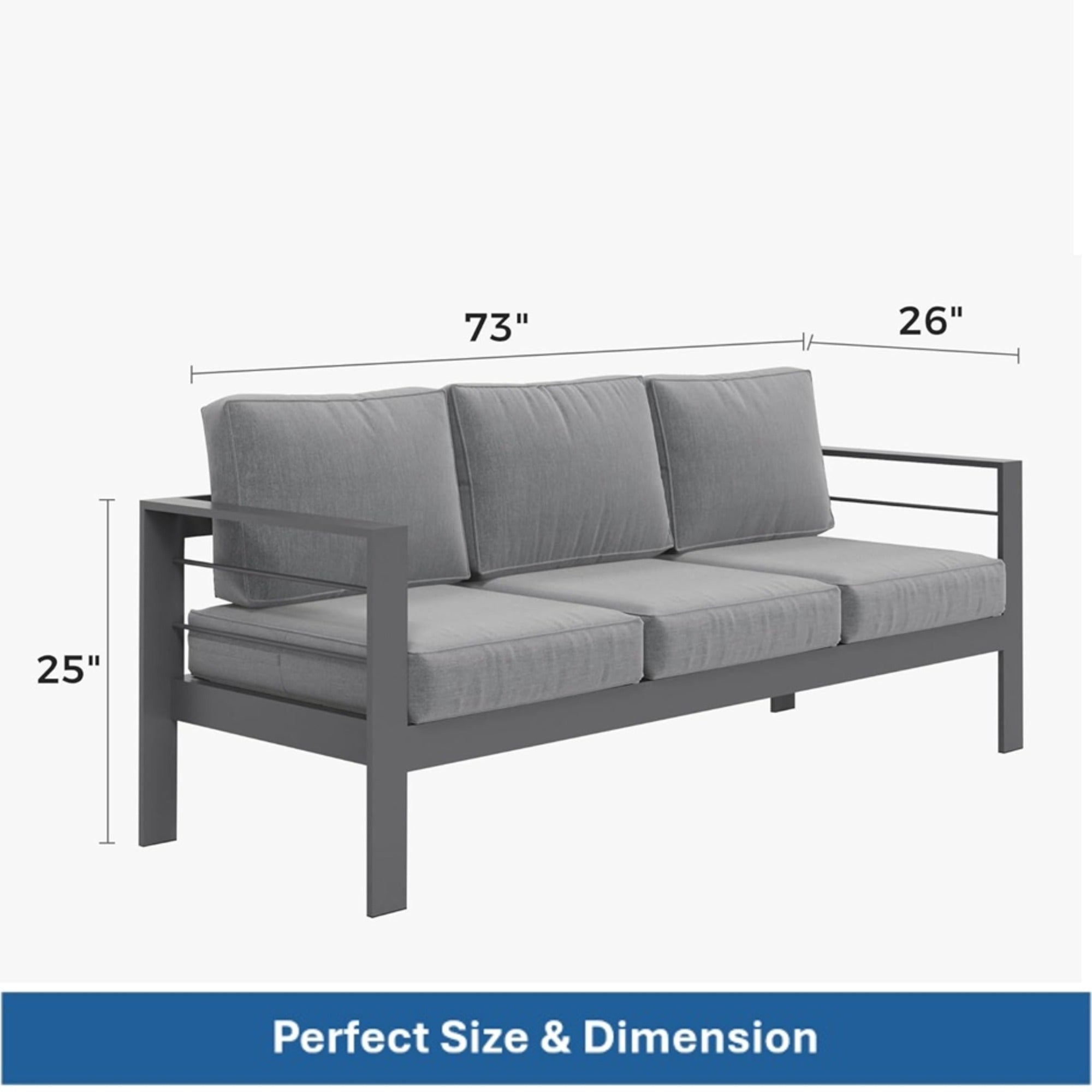 73" All-Weather Aluminum Patio Sofa